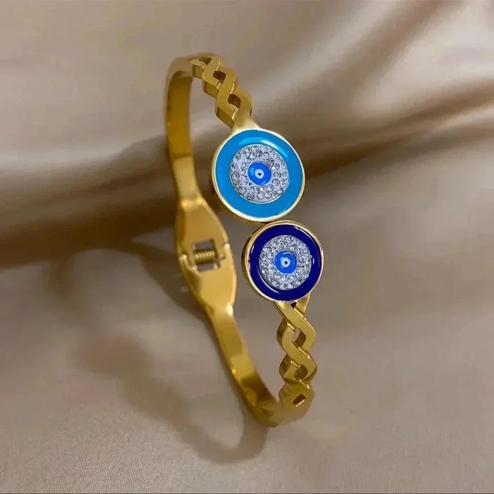 Evil Eye Stainless Steel Bangle Bracelet
